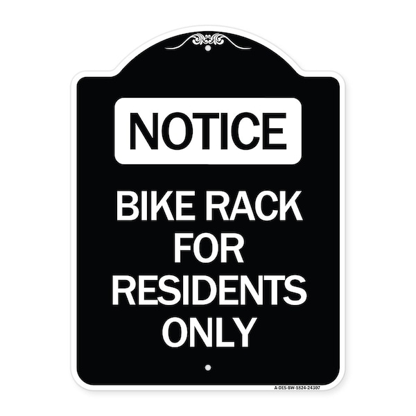 Signmission Bike Rack for Residents Only Heavy-Gauge Aluminum Architectural Sign, 24" x 18", BW-1824-24307 A-DES-BW-1824-24307 - main